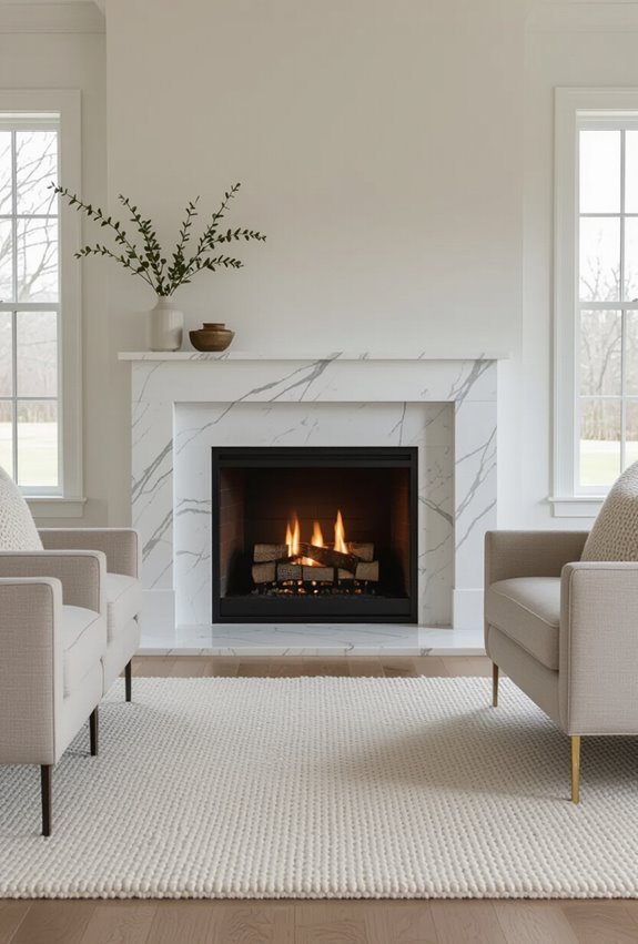 refined marble mantel restrained decor