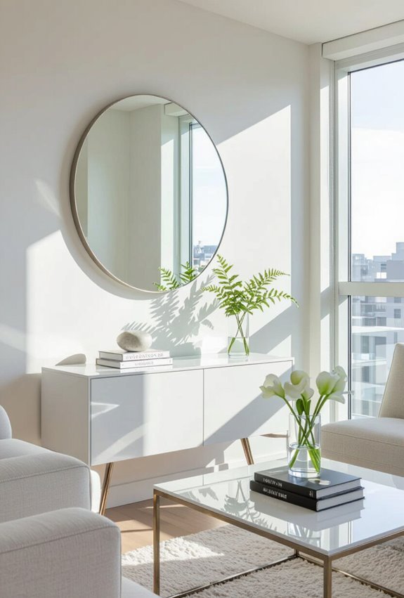 reflective accents brighten small spaces
