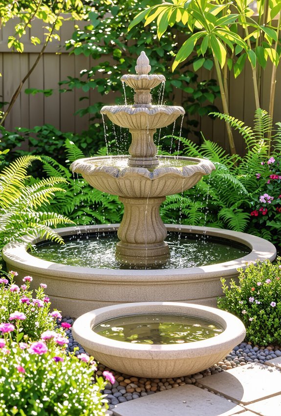 reflective fountain or scented birdbath