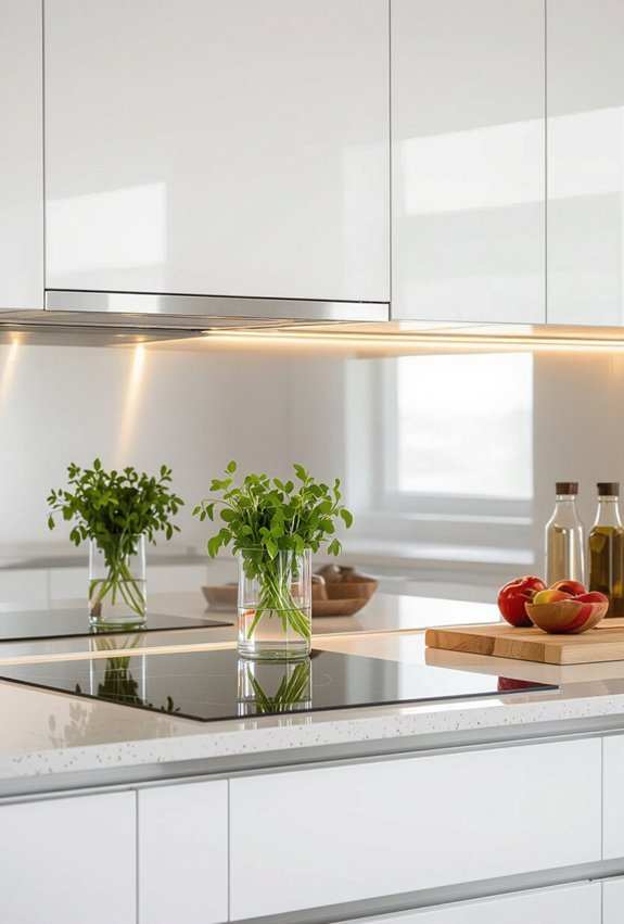 reflective glossy backsplash amplifies light