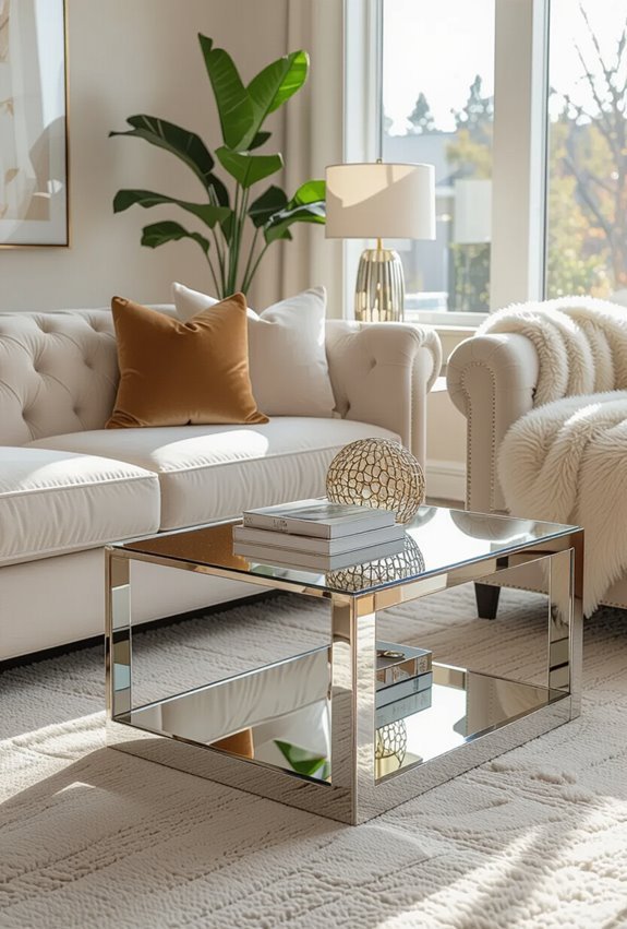 reflective mirrored furniture enhances glamour