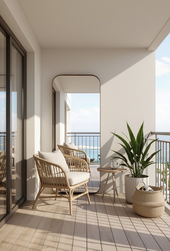 reflective mirrors enlarge balcony space