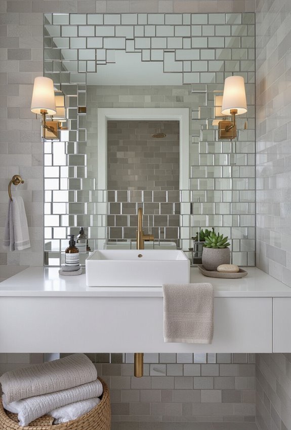 reflective mosaic tile wall