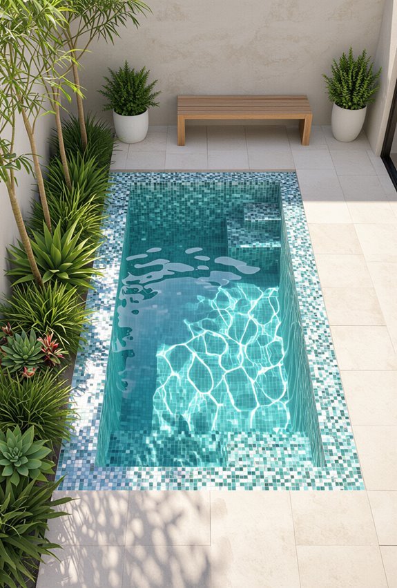 reflective mosaic tiles enhance depth