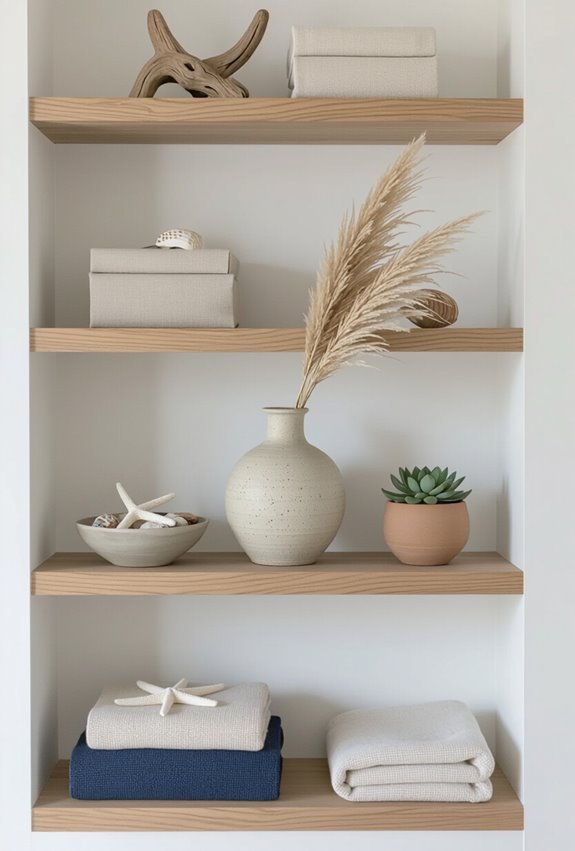 relaxed seaside curated shelving