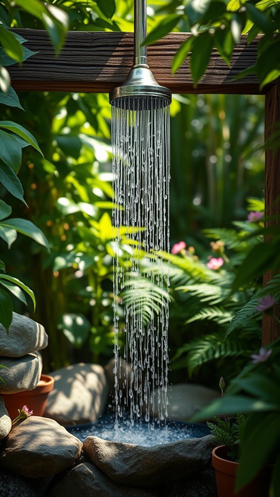 relaxing outdoor rainfall shower