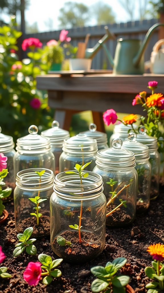 repurpose jars for gardening