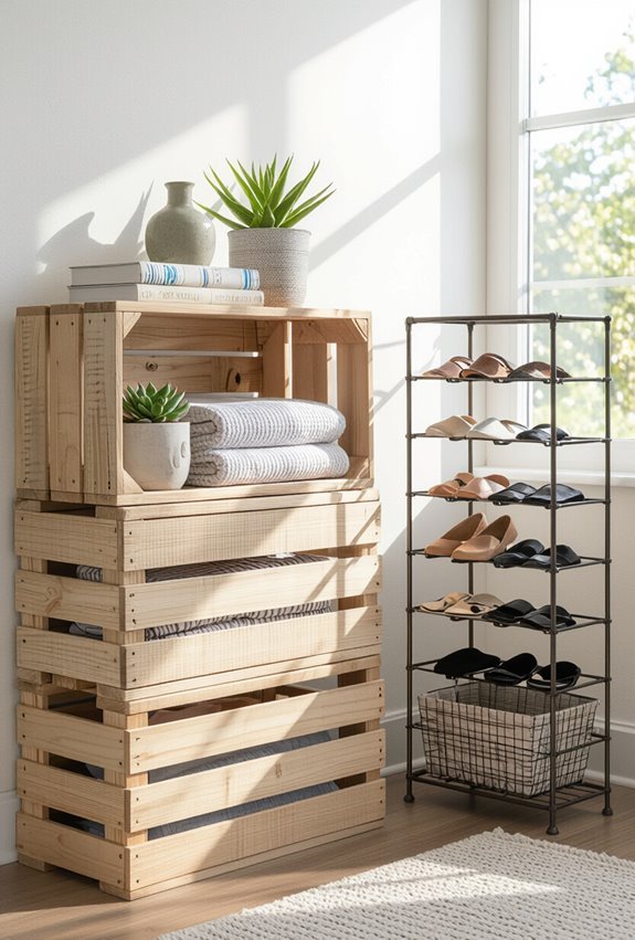 repurposed crates and racks