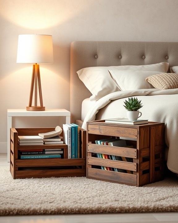 repurposed crates for storage
