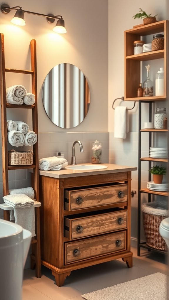repurposed furniture for bathrooms