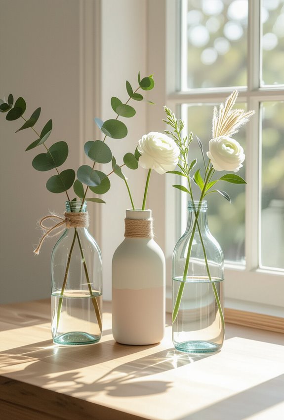 repurposed glass bottle vases