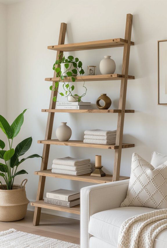 repurposed objects as shelving