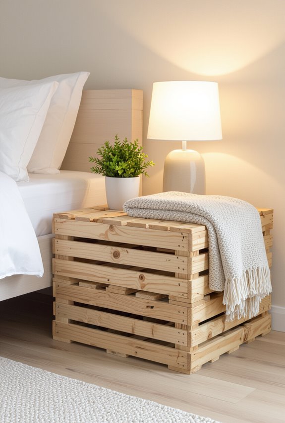 repurposed rustic crate nightstand
