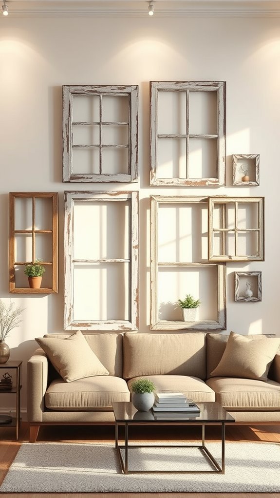 repurposed window frame decor