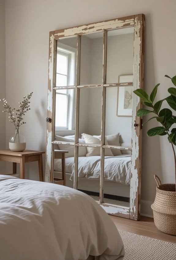 repurposed window frame mirror