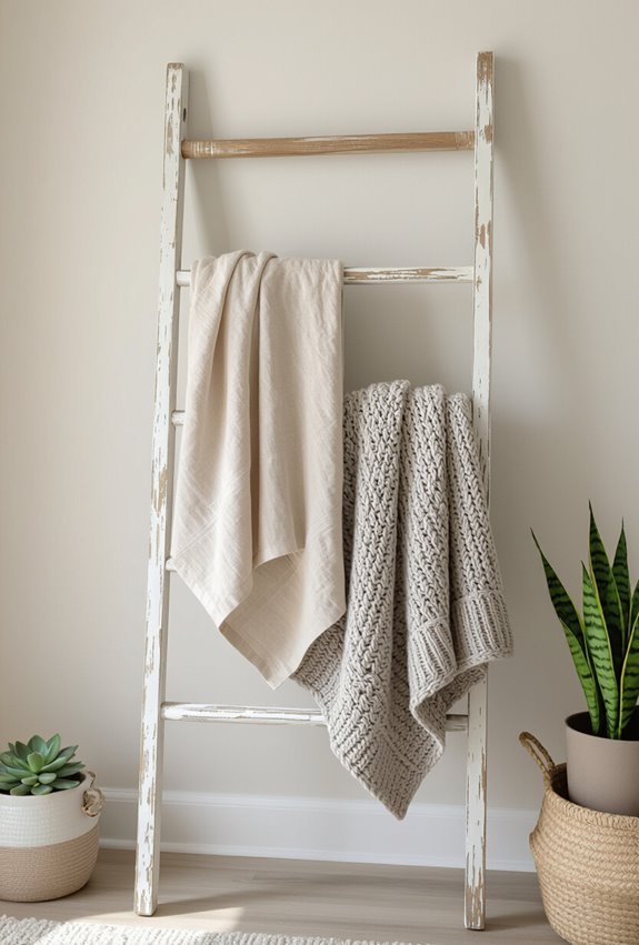 repurposed wooden ladder rack