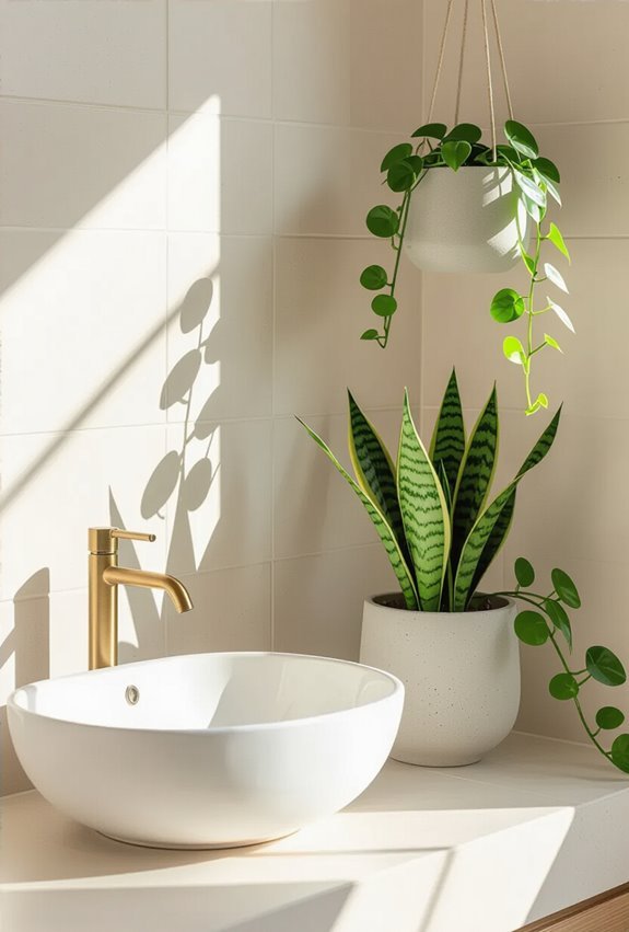 resilient greenery for minimalist bathrooms