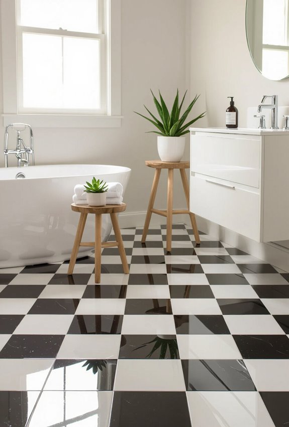 retro black and white checkerboard flooring
