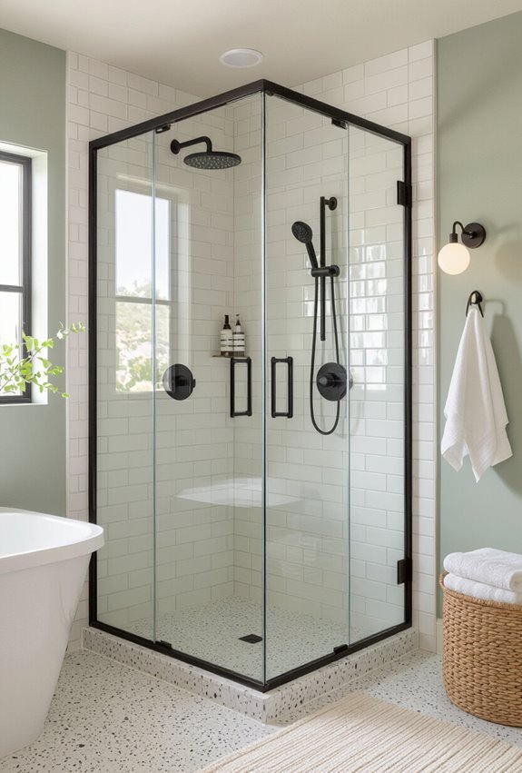 retro modern geometric shower enclosures