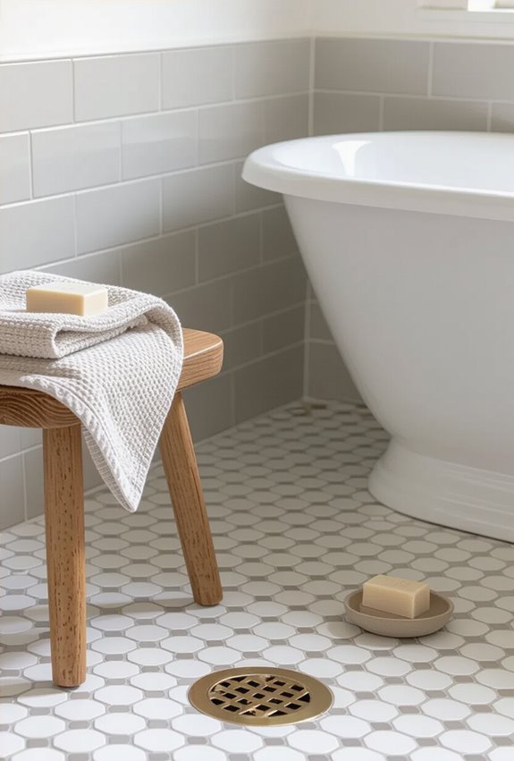 retro penny tile grip flooring