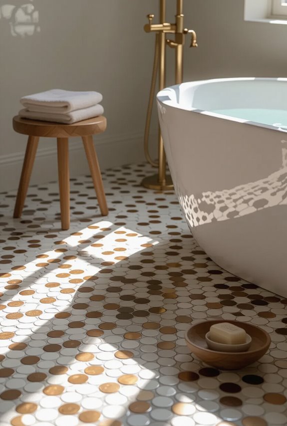 retro tactile penny tile detail