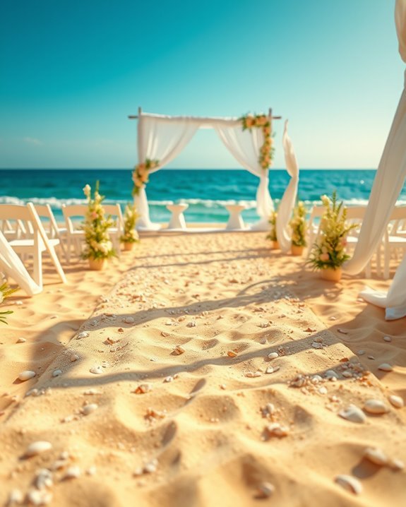 romantic beach wedding pathways