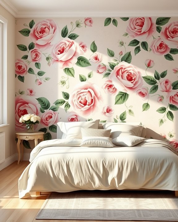 romantic floral accent wall