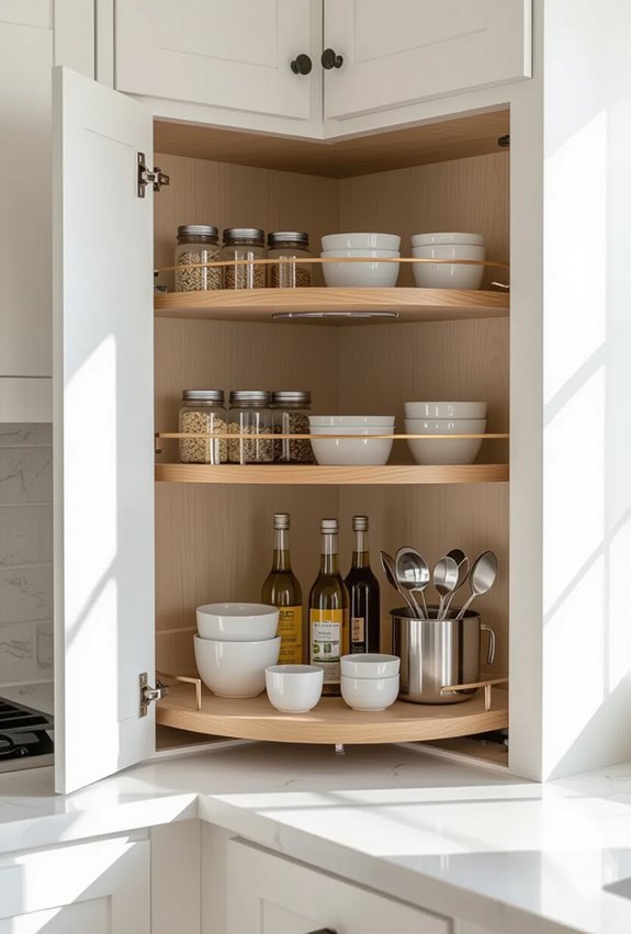 rotate shelves for corner storage