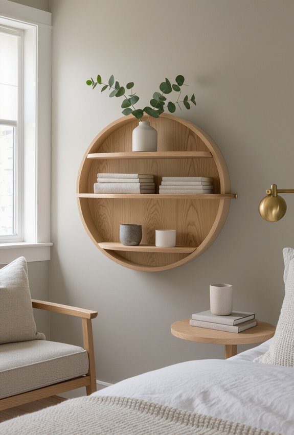 rotating wall shelves showcase essentials