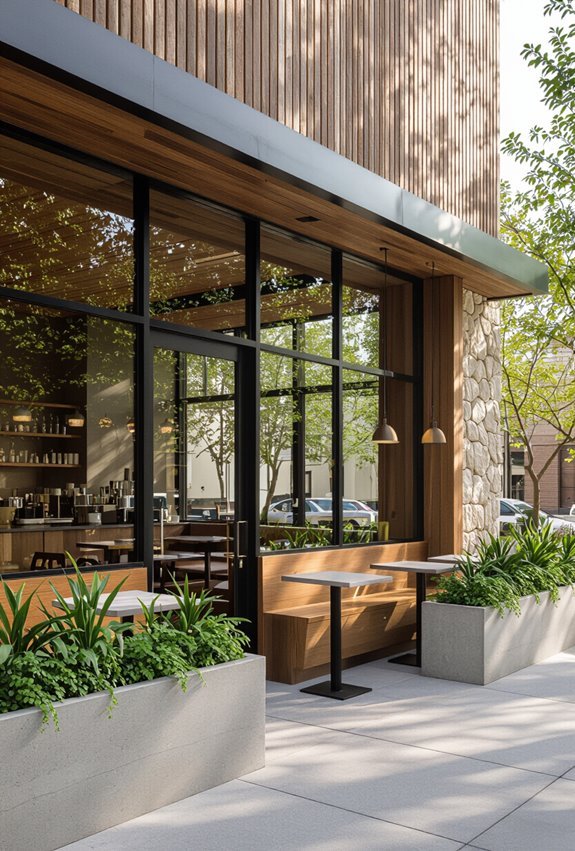 rough brick meets glossy tiles