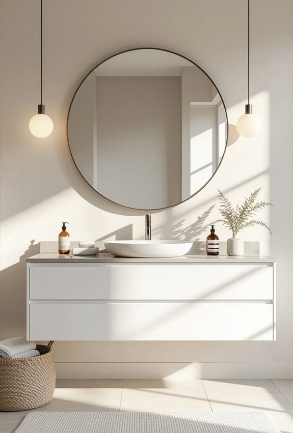 round mirrors soften vanities