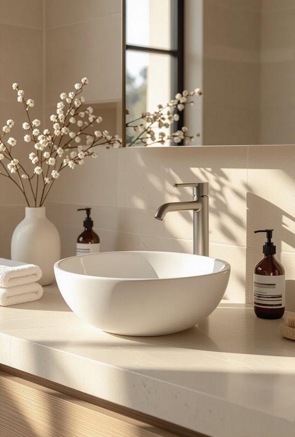 round sinks soften bathroom lines