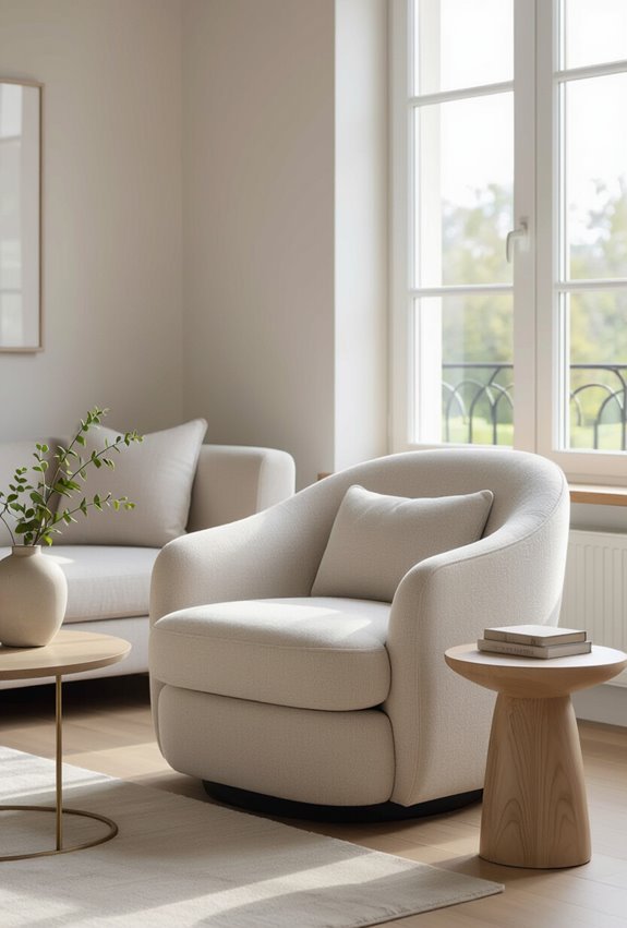 rounded boucl swivel seating