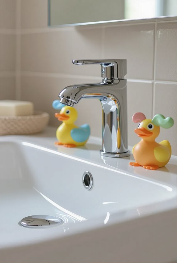 rounded faucets with temperature indicators