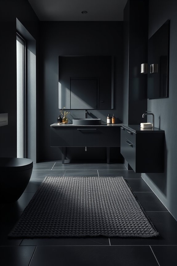rugged black textiles enhance warmth