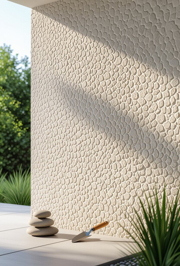rugged pebble mosaic exterior finish
