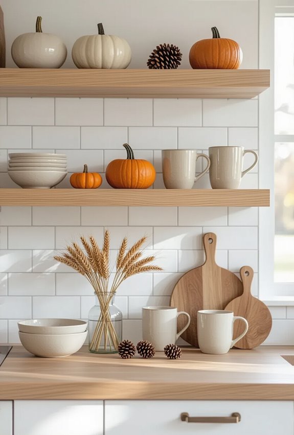 rust ceramics pumpkin leaves