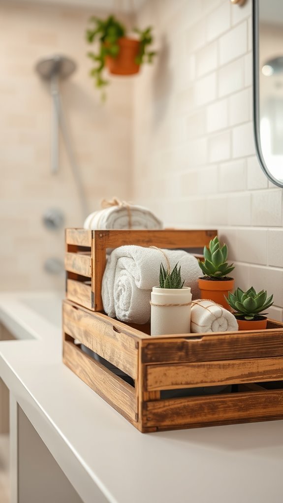 rustic bathroom storage solution