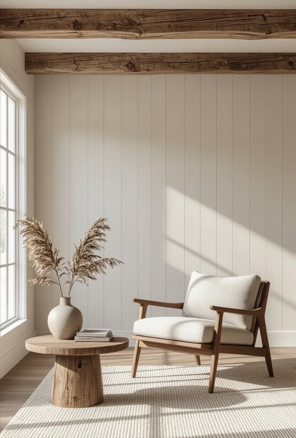 rustic beams meet modern paneling