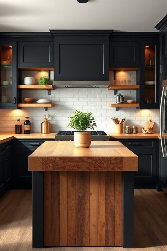 rustic black cabinets charm