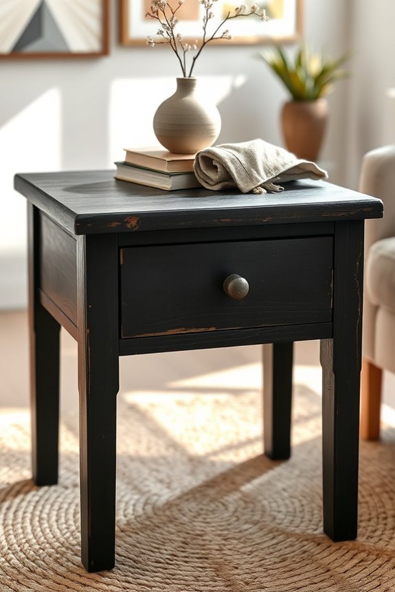 rustic black side table makeover