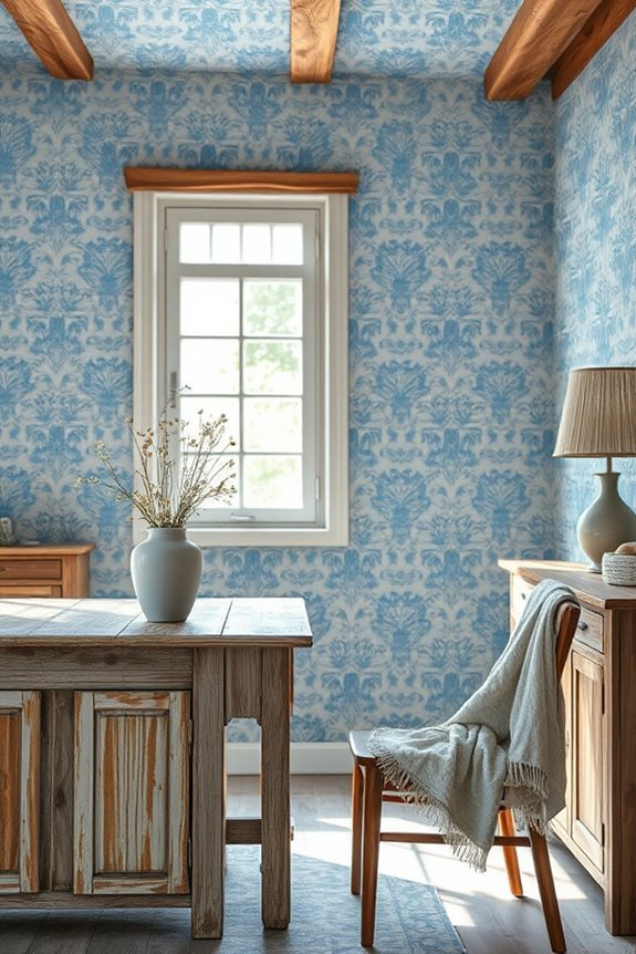 rustic blue wallpaper charm