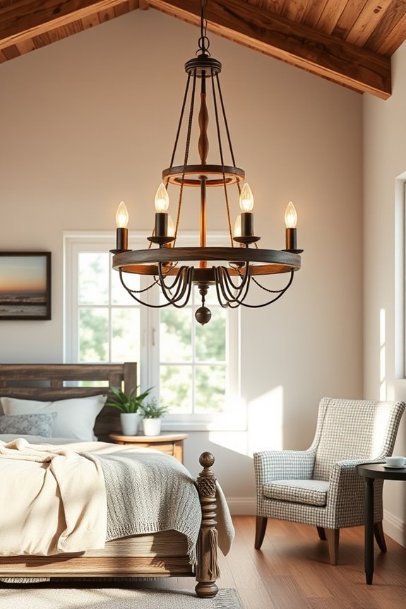 rustic chandeliers enhance ambiance