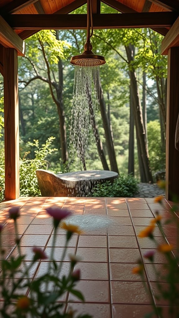 rustic clay tile shower