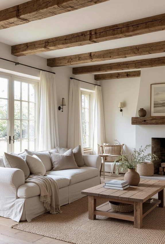 rustic exposed timber beams