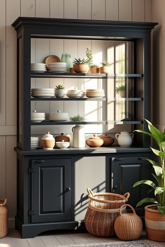 rustic farmhouse black cabinets