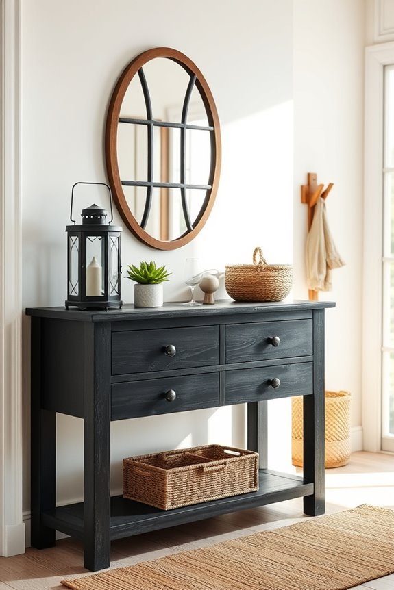rustic farmhouse black console