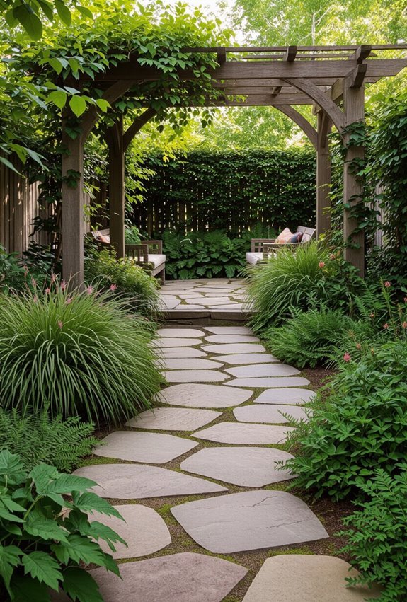 rustic flagstone paths with pebble