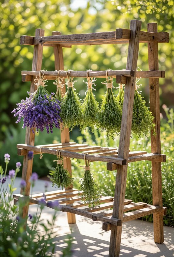 rustic garden herb drying