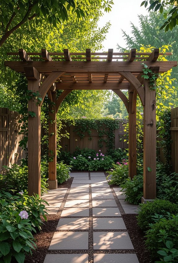 rustic handcrafted wooden garden structure